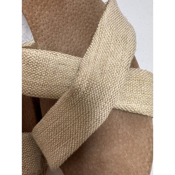 TOMS Sienna Wedge Sandals Women’s Size 9.5 Canvas Crisscross Open Toe Cork Tan - Picture 6 of 11